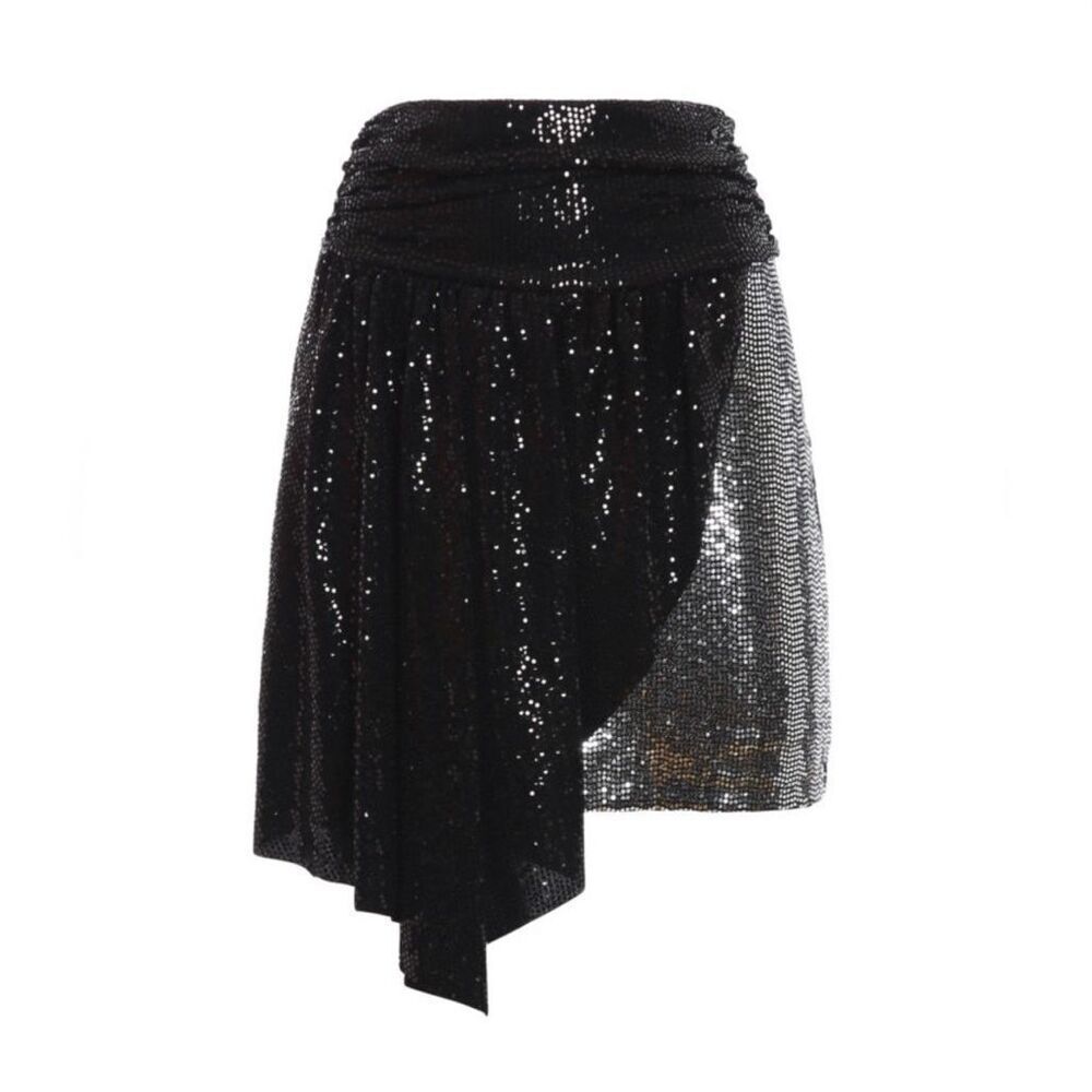 Aniye By Mirror Black Silver Sequin Draped Party Mini Skirt NWT Medium Y2K